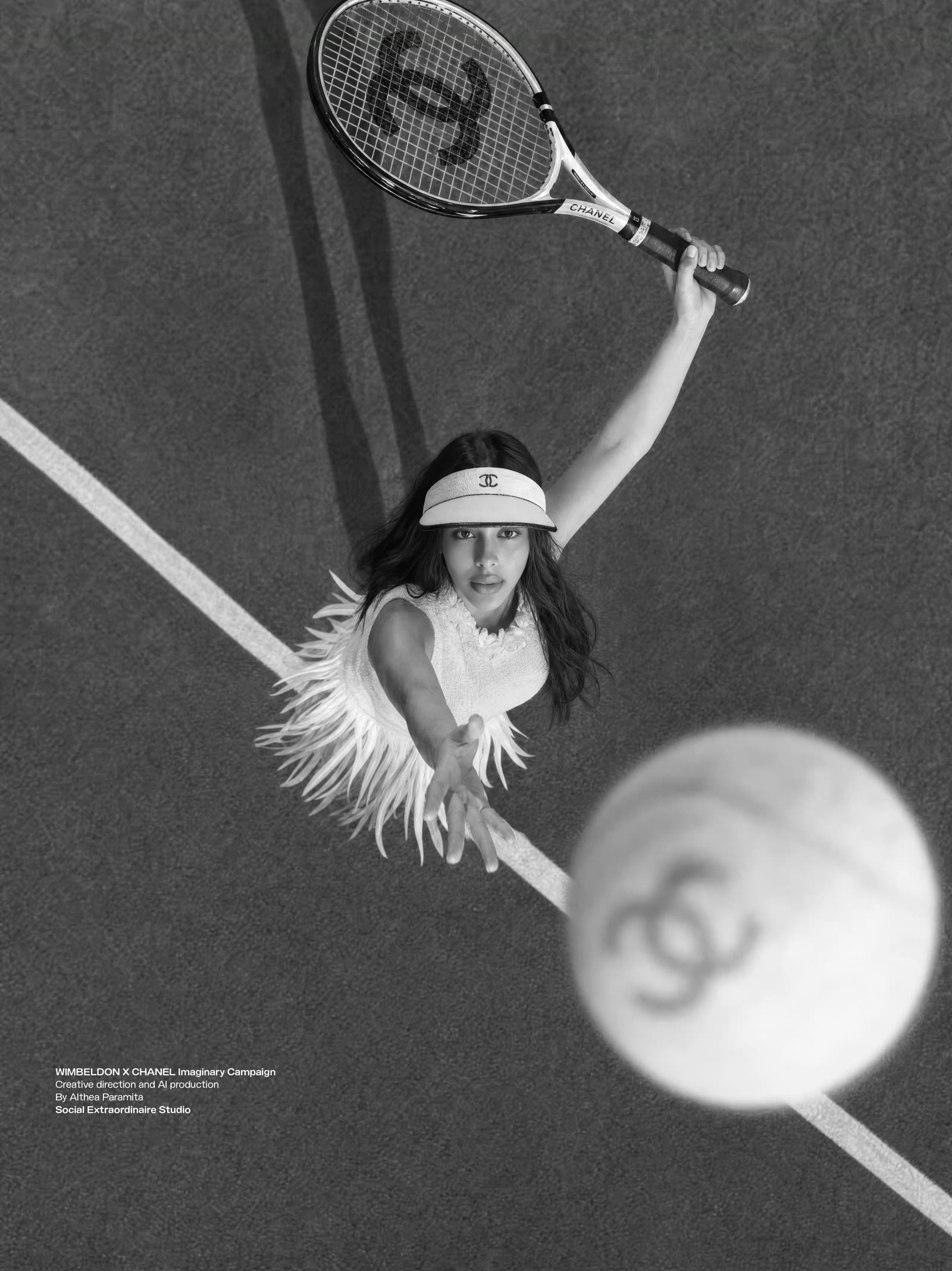 chanel x wimbledon concept still, editorial portrait